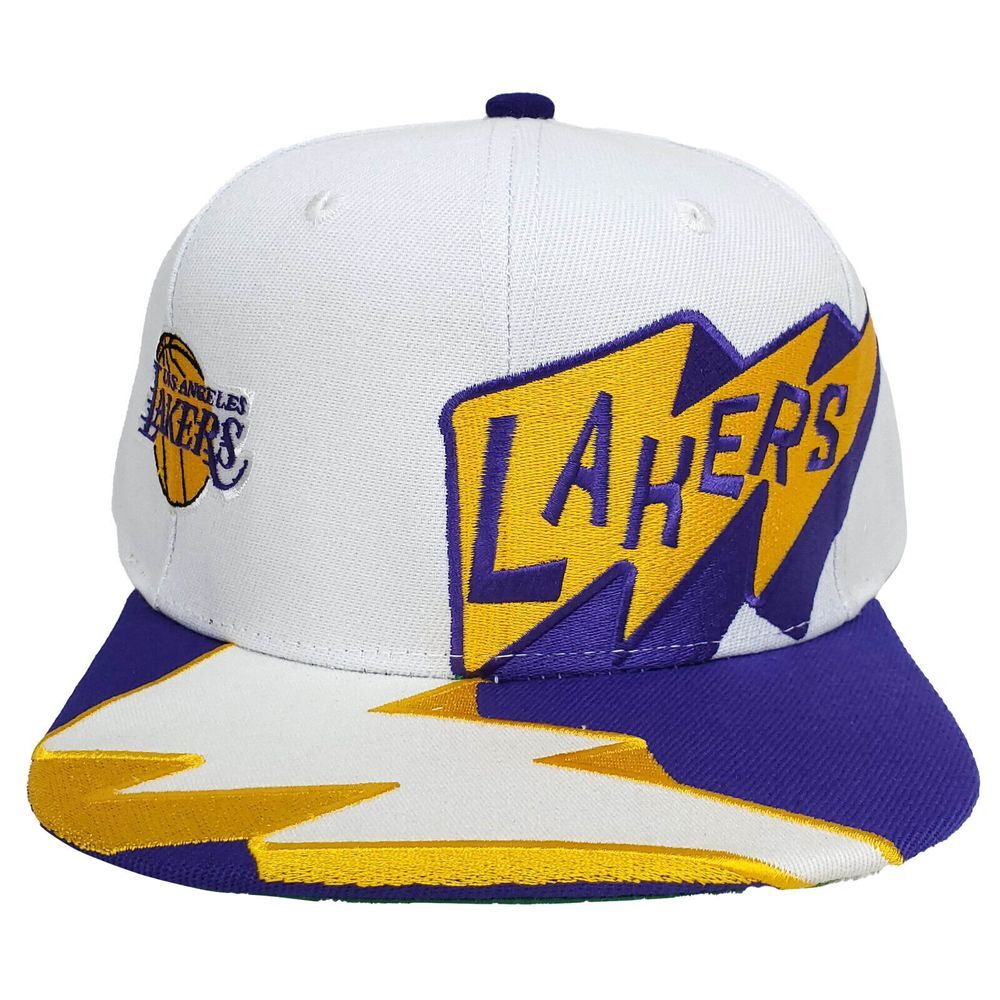 LA Lakers Mitchell & Ness NBA Snapback Hat‎ Cap Cut & Sew Logo White NWT